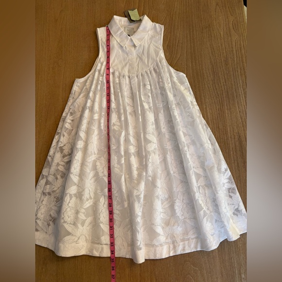 Anthropologie HD in Paris Ivory Lace Poplin Swing Trapeze Dress NWT Size Small - Picture 13 of 13